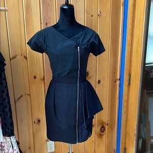 Carven dress Elegant Black zip up professional office brunch unique small